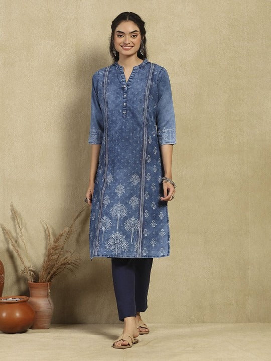 Dark Blue Denim Kurti for Women