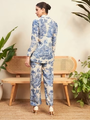 Blue Printed Women's Cordset