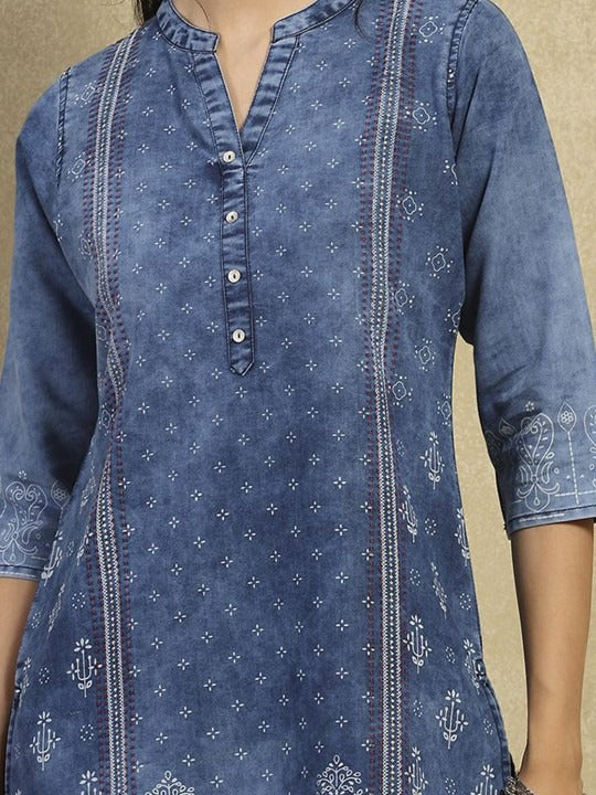 Dark Blue Denim Kurti for Women
