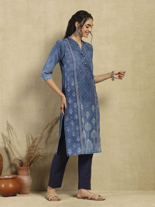 Dark Blue Denim Kurti for Women
