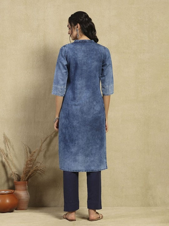 Dark Blue Denim Kurti for Women